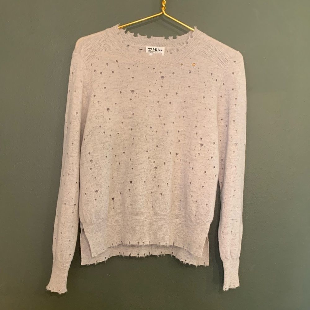 [27 Miles] Gray Knit Distressed Sweater - Size XS